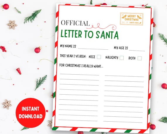 Letter to Santa Printable Official Letter to Santa Christmas | Etsy