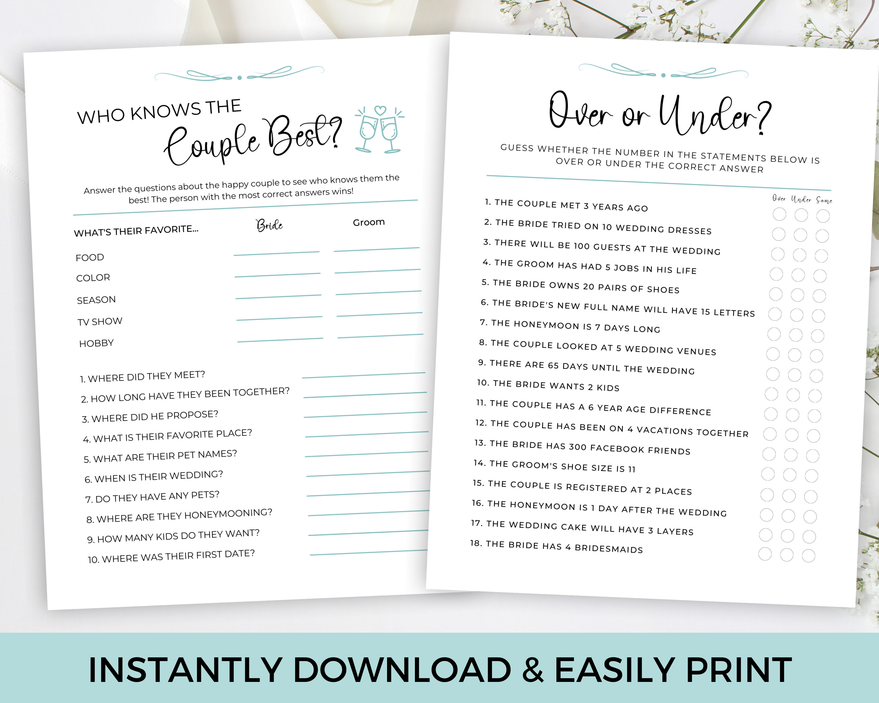 Couples Shower Games Bundle Couple's Shower Games Bride Etsy