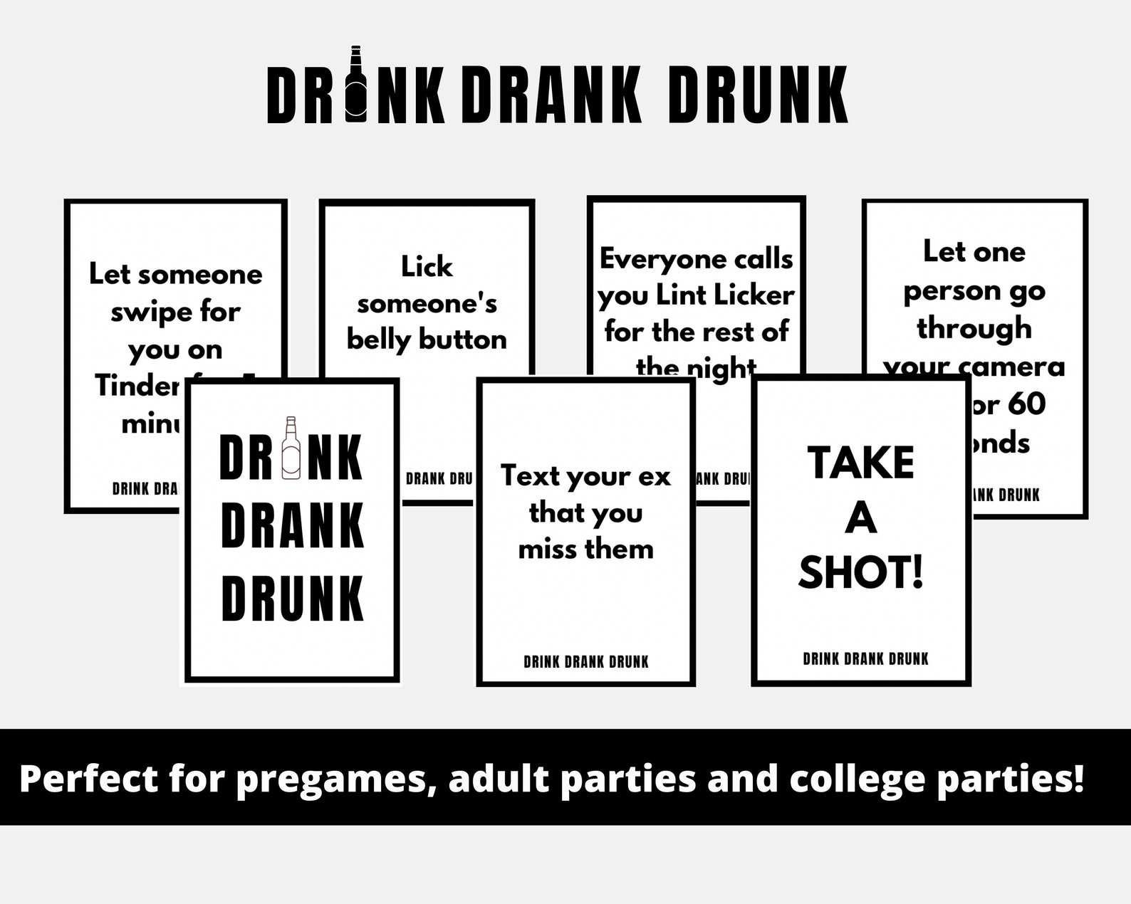 Drinking Games Bundle Drinking Party Games Fun Drinking Etsy