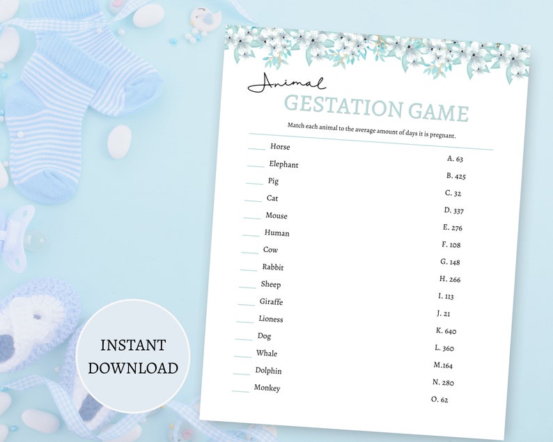 Baby Shower Game Printable Baby Shower Game Gender Reveal | Etsy