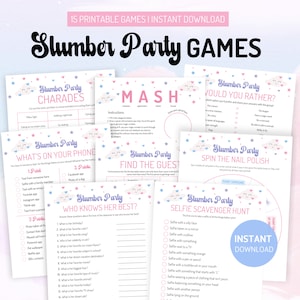 Slumber Party Games Bundle, Printable Sleepover Games for Girls, Sleepover Games, Pajamas Party Game, Teen Preteen Slumber Party