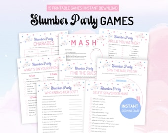 Slumber Party Games Bundle, Printable Sleepover Games for Girls, Sleepover Games, Pajamas Party Game, Teen Preteen Slumber Party
