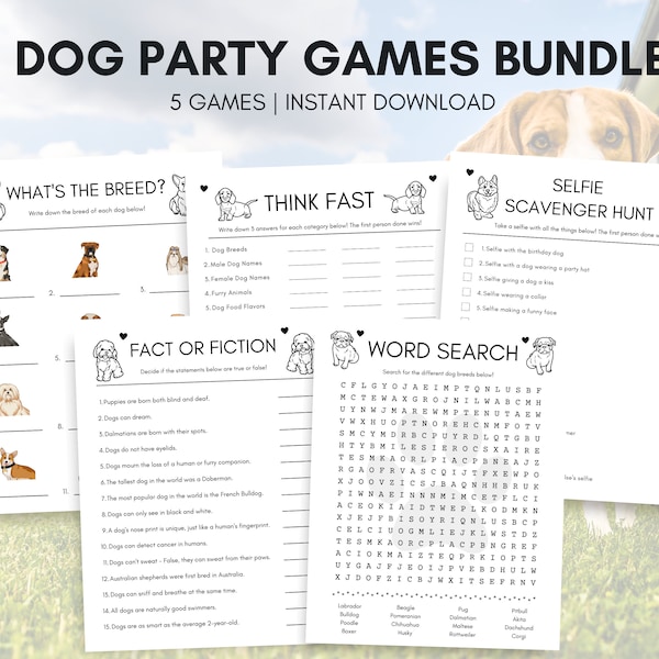 Dog Birthday Party Games, Dog Party Games, Puppy Party Games, Dog Adoption Party, Dog Themed Birthday Party, Dog Lover Birthday Games