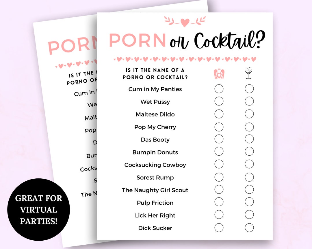 Porn or Cocktail Game, Dirty Party Game, Girls Night Game, Printable