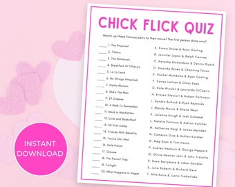 Juego del Día de Galentine, Juegos de Fiesta del Día de San Valentín, Juego de Trivia de Películas, Juegos Divertidos de Fiesta para Adultos, Juegos de Noche de Damas, Noche de Chicas en Juegos