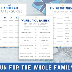 Hanukkah Party Games Bundle, Printable Hanukkah Games, Chanukah Games, Adult Hanukkah Games, Jewish Games, Hanukkah Activity Pack, image 2