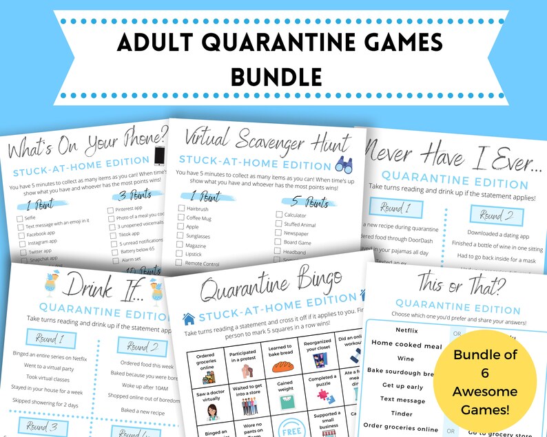 Quarantine Adult Birthday Games Quarantine Games Bundle Etsy