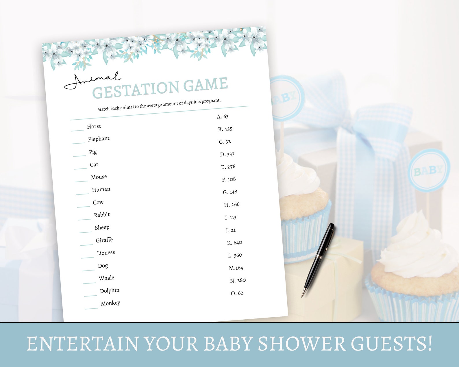 Baby Shower Game Printable Baby Shower Game Gender Reveal | Etsy