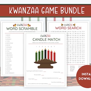 Kwanzaa Games, Kwanzaa Game Bundle, Printable Kwanzaa Games, Fun Kwanzaa Activities, Kwanzaa Games for Kids, Kwanzaa Games for Adults