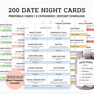 Afdrukbare date-night-kaarten, date-night-coupons, bewerkbare date-night-kaarten voor koppels, jubileumcadeau, lastminute huwelijkscadeau