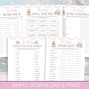 Tea Party Games Printable, Tea Party Games Bundle Adult Kids, Tea Party ...
