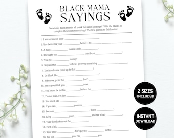 Black Mama Sayings Baby Shower Game, Black Mama Sayings Game, Fun Baby Shower Game, Black Baby Shower, Mother's Day Game
