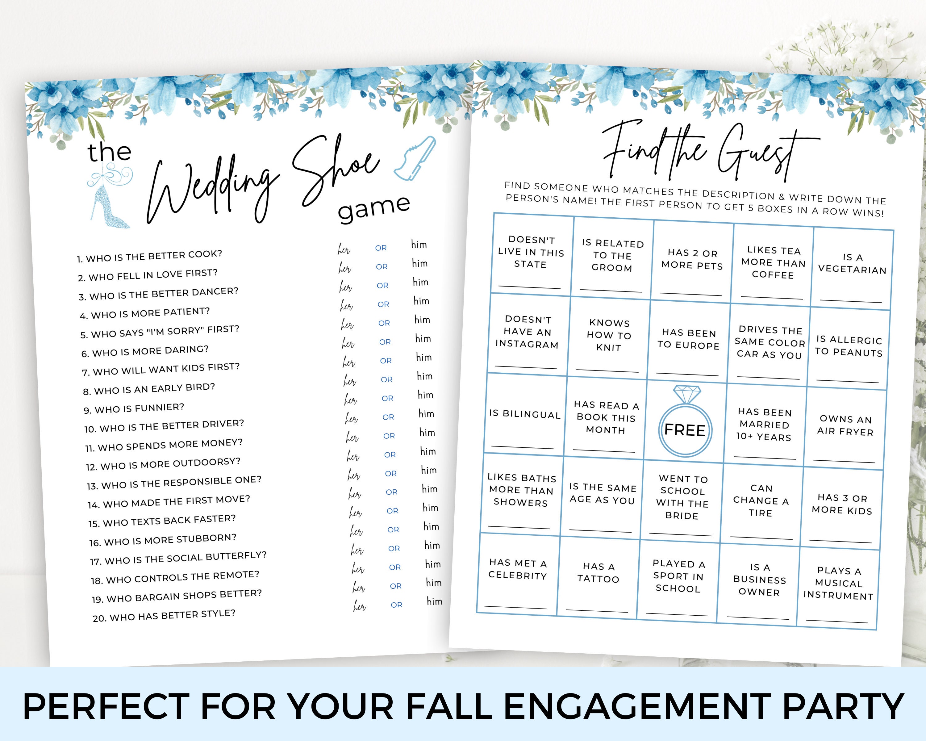 Couples Shower Games Floral Printable Couples Shower Party | Etsy