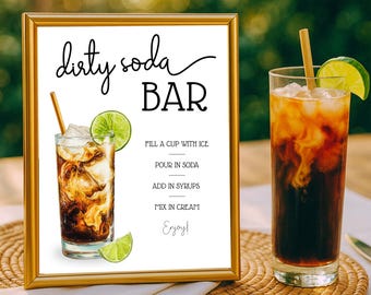 Plantilla de letrero de bar de refrescos, letrero de bar de refrescos, letrero de cóctel sin alcohol, menú de barra de bebidas de autor, despedida de soltera sin alcohol para bodas y baby shower.