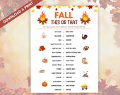 Fall This or That, Fall Party Game Printable, Fun Game for Kids and Adults, Printable Autumn Party Games, October Games, Thanksgiving Game