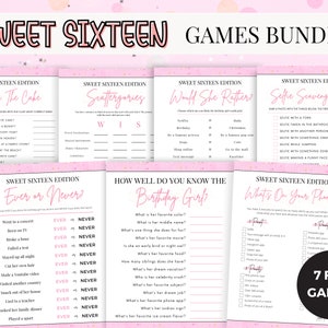 Sweet 16 Party Games, 16th Birthday Games Bundle, Printable Sweet Sixteen Games, Teenager Birthday Games, Teen Party Games Bundle