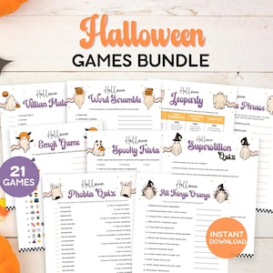 Halloween Party Games Bundle Retro, Halloween Party Games Ghost, Halloween Games for Adults for Kids, Halloween Activities Classroom Games