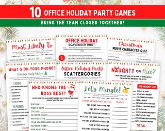 Office Holiday Party Games, Office Christmas Party Games, Office Holiday Games Bundle, Office Party Games, 10 Work Holiday Party Games