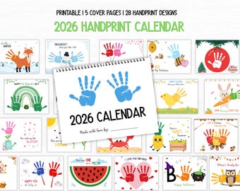 2026 Handprint Calendar Keepsake, Calendar Keepsake Gift from Kids, Toddlers & Babies, Daycare Craft, 2026 Calendar Template DIY