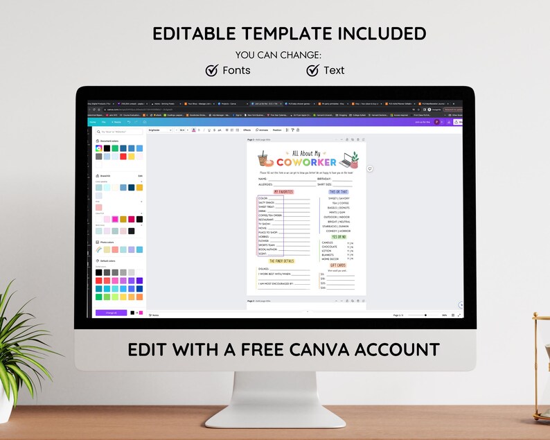 All About My Coworker Editable, Coworker Favorite Things Survey, New Employee, Employee