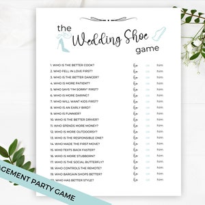 The Wedding Shoe Game, Wedding Shower Game, Printable Wedding Shower Game,  Bridal Shower Game, Printable Bridal Shower Game