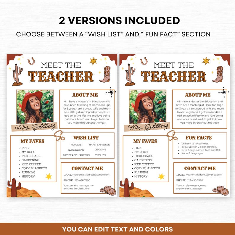 Meet the Teacher Template Western, Editable Back to School Welcome ...