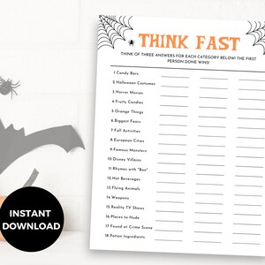 Halloween Party Games for Adults, Game for Halloween Party, Halloween Birthday Game, Halloween Game Night, Fun Halloween Activity