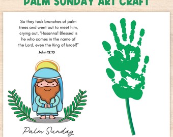 Palm Sunday Handprint Art Craft, Easter Palm Sunday Craft, Religious Keepsake Sunday School Activity, Toddlers Kids Bible Lesson Activity