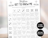 Christian Get To Know Me Game, Church Icebreaker Game, Fellowship Game, Bible Study Activity, Fun Women's Retreat Game, Conversation Dice