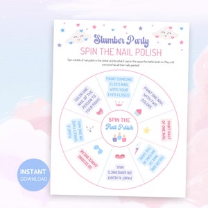 Spin the Nail Polish, Sleepover Game for Girls, Fun Slumber Party Game, Pajamas Party Game, Teen Preteen Slumber Party, Slumber Party Game