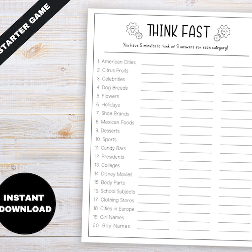 Trivia Game Printable Quick Party Games Adult Birthday - Etsy