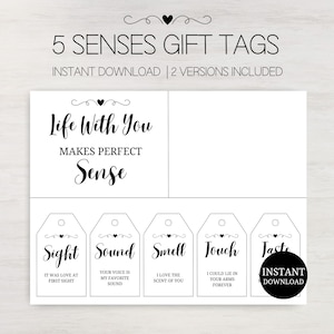 5 Senses Gift Tag Printable / Five Senses Gift Tags & Card / 50