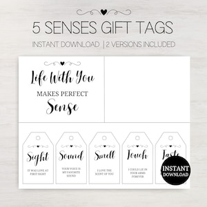 5 Senses Gift Tags, Cards & Ideas Gift for Boyfriend, Girlfriend