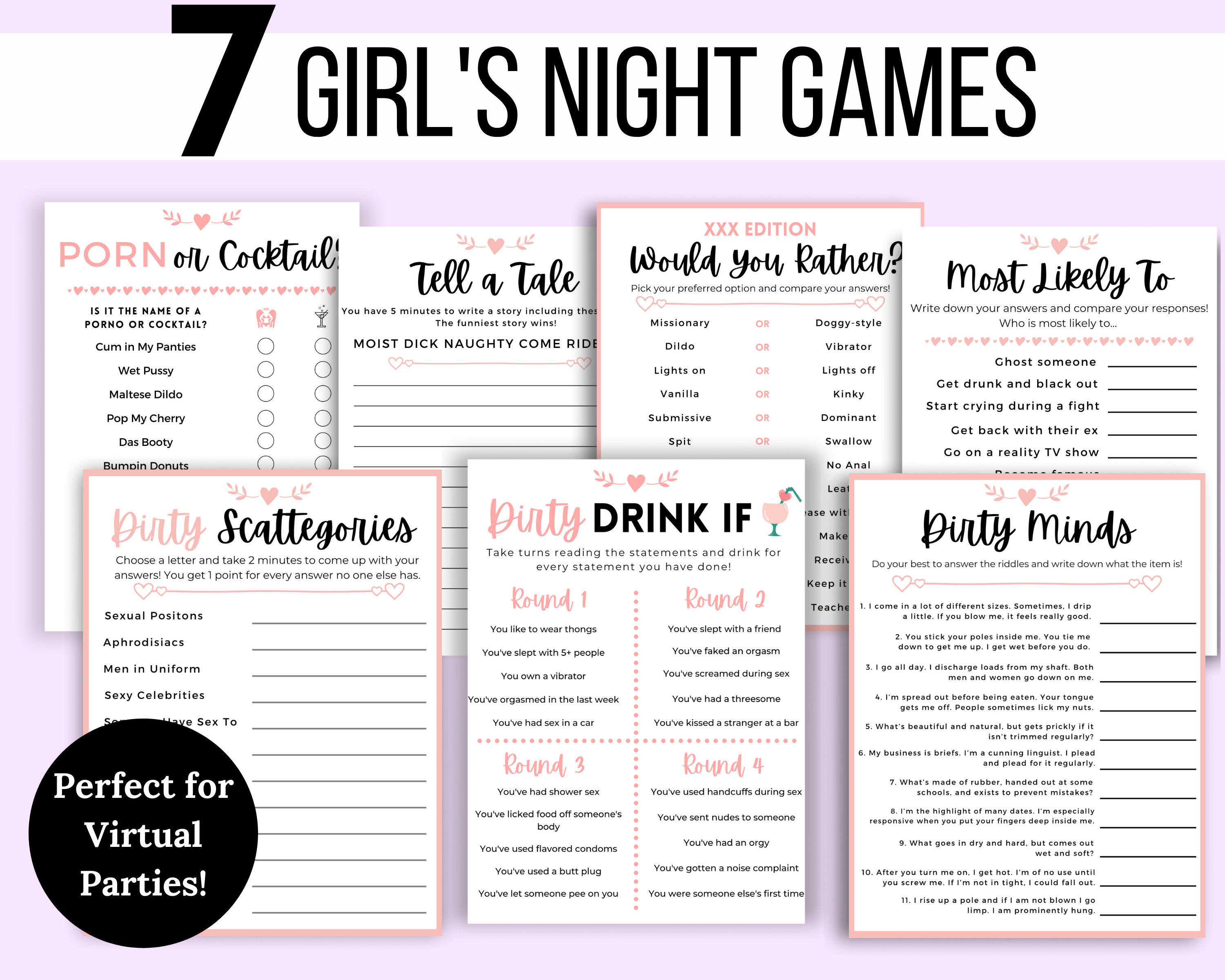 3000px x 2400px - Girls Night Games Girl's Night Game Bundle Ladies Night - Etsy