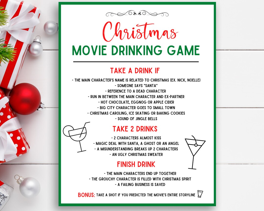 Christmas Movie Drinking Game Christmas Drinking Game Holiday