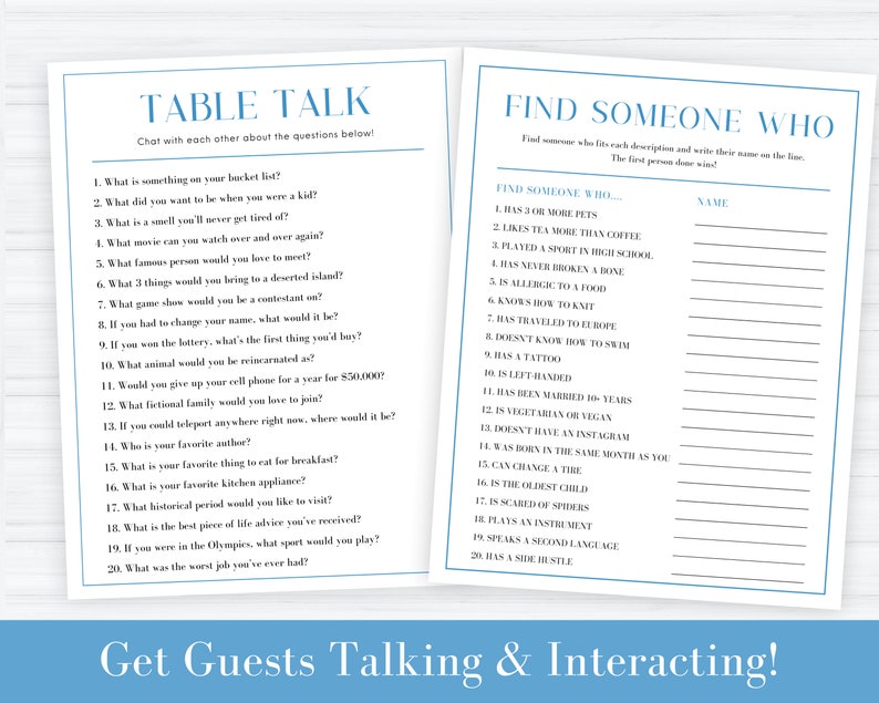 Fun Icebreaker Games Icebreaker Activities Dinner Party Etsy