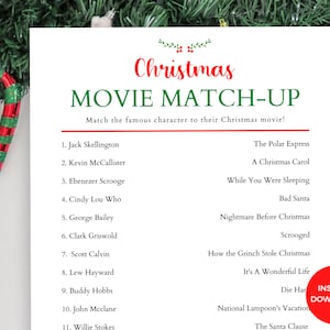 Christmas Movie Trivia, Printable Christmas Game, Christmas Party Game, Holiday Game, Office Party Game, Church Game, Adult Christmas Game