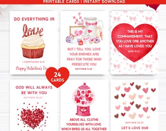 Christian Scripture Valentine Cards, Valentine's Day Scripture Greeting Cards, Bible Verse Cards, Church Gift Tags, Valentine's Prayer Board
