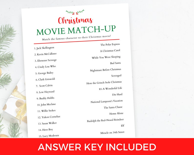 Christmas Movie Trivia Printable Christmas Game Christmas - Etsy