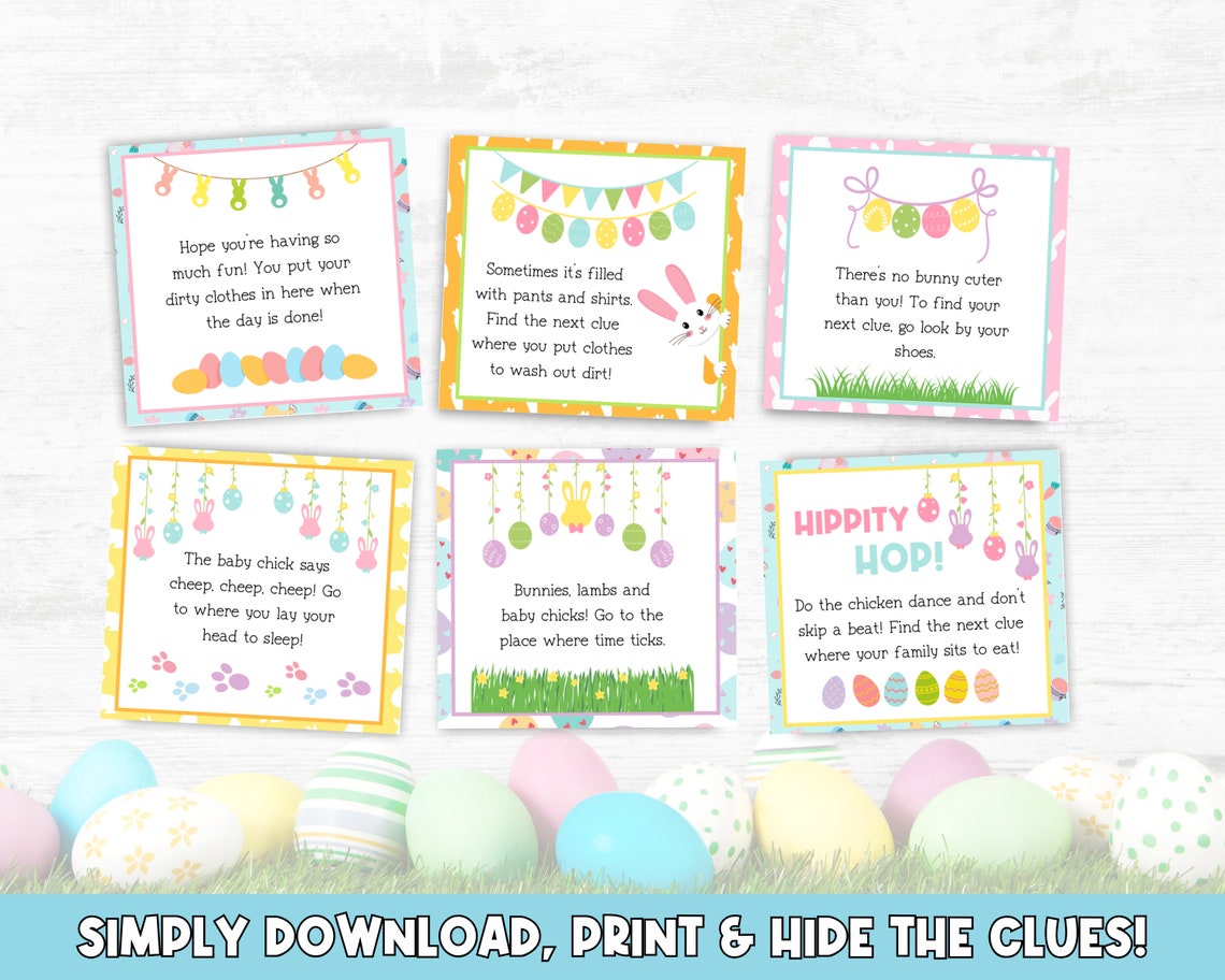 Indoor Easter Scavenger Hunt for Kids, Easter Treasure Hunt Printable ...