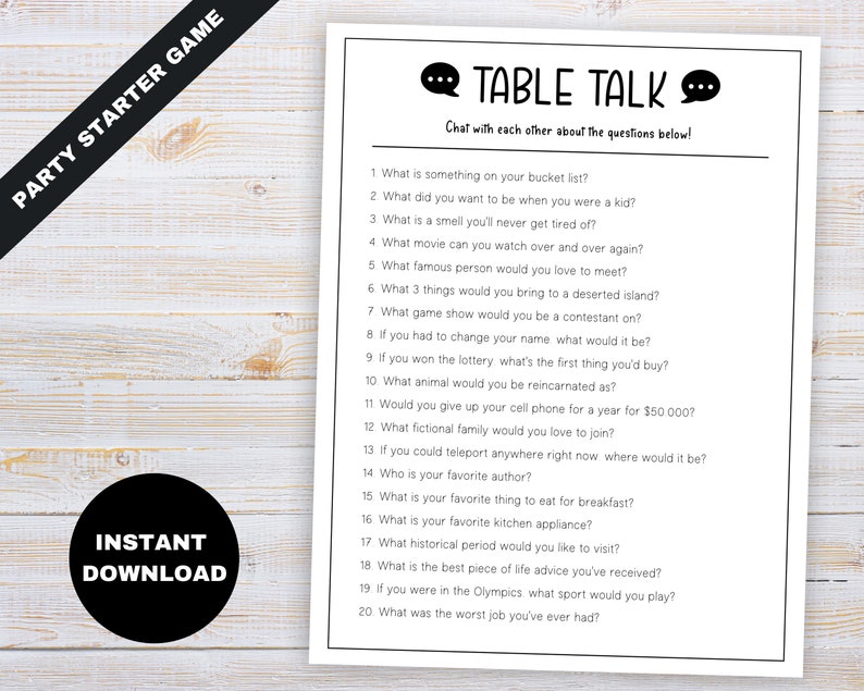 Icebreaker Game, Icebreaker Questions, Printable Adult Party Games, Icebreaker Questions for Work, Dinner Party Games, Adult Party Games image 1