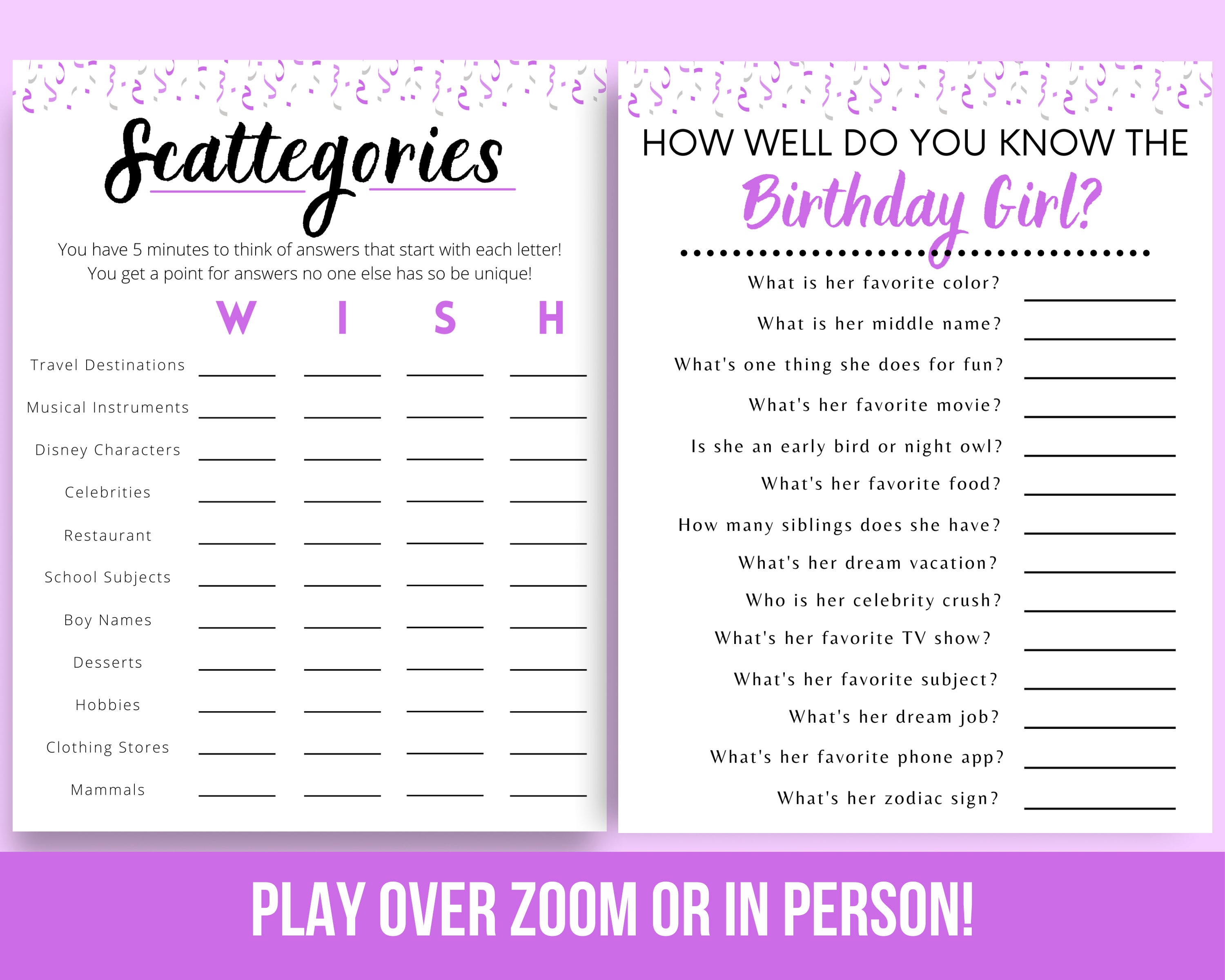 Teen Birthday Games Teen Birthday Party Games Bundle | Etsy