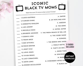 Iconic Black Moms Trivia, Black Mom Baby Shower Game, Mommy to Be Game, Black Mama Match Up Party Game, Black Mother's Day Game Printable