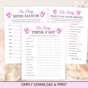 Tea Party Games Bundle, Printable Tea Party Games for Adults, Tea Party ...