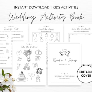 Kids Wedding Activity Book, Wedding Coloring Book, Editable Wedding Activity Book  Children, Personalizable Wedding Activity Vook