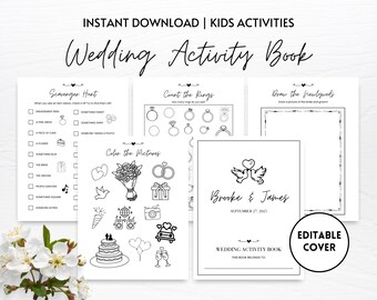 Livre d'activités de mariage pour enfants, livre de coloriage de mariage, livre d'activités de mariage pour enfants à imprimer, jeux de mariage pour enfants