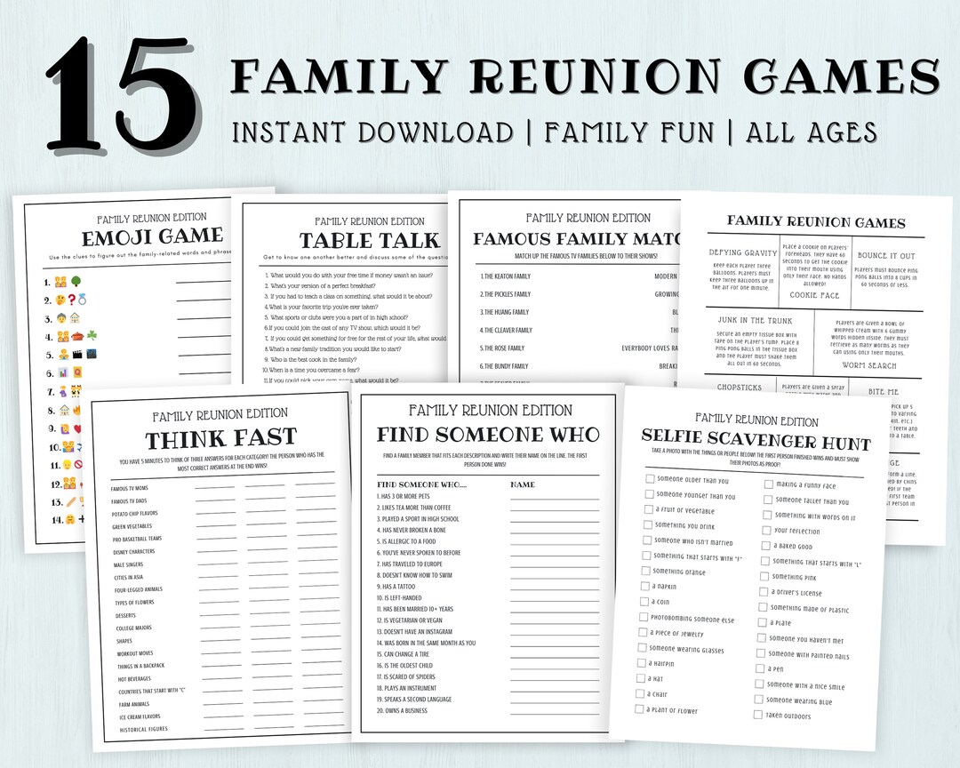Family Reunion Games Bundle, Family Reunion Activities, Family