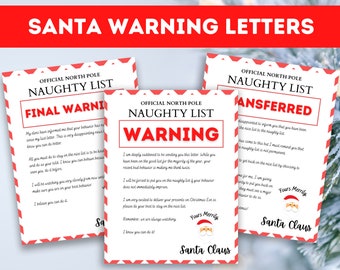 Santa Warning Letters, Bad Behavior Warning, Naughty List Warning, Christmas Letter From Santa, Letter From Santa