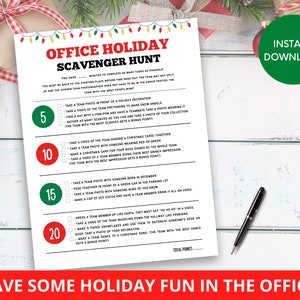 Office Holiday Scavenger Hunt, Workplace Christmas Scavenger Hunt ...