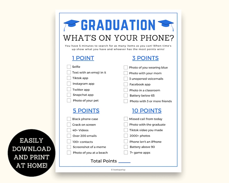 Graduation What's On Your Phone, Printable Graduation Game, Fun Graduation Party Game, Unique Graduation Party Game, Fun Grad Games image 2